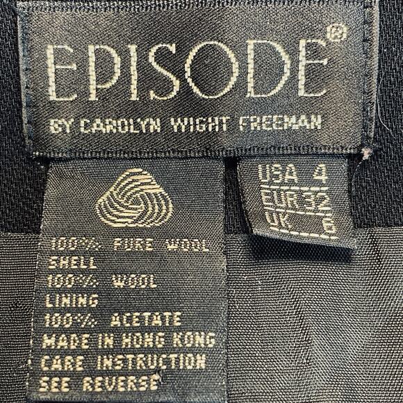 Episode Carolyn Wight Freeman Vintage Black Wool Classic Long Jacket Blazer 4 - Picture 11 of 16